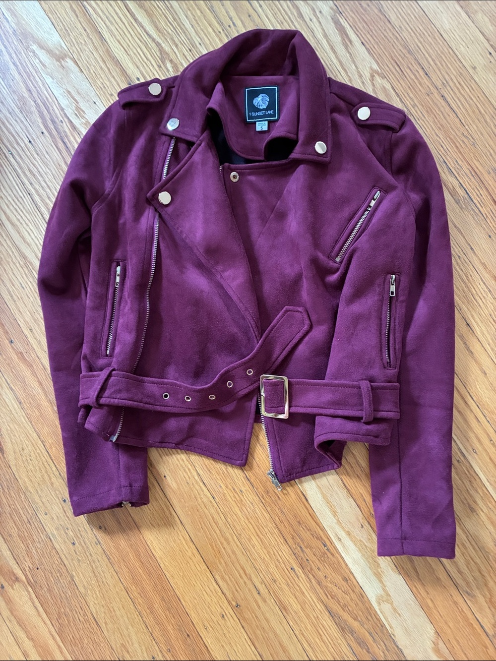 Lush Plum Suede Moto Jacket by Lush